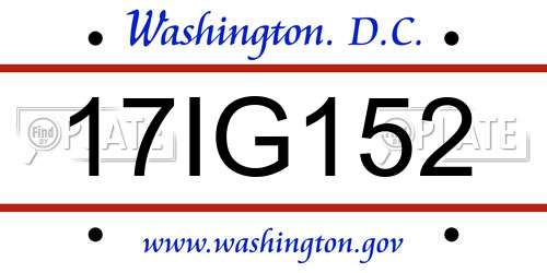 17IG152 District Of Columbia License Plate