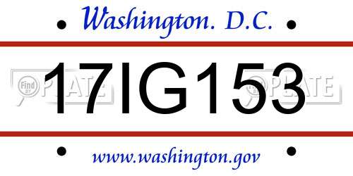 17IG153 District Of Columbia License Plate