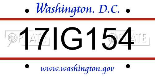 17IG154 District Of Columbia License Plate