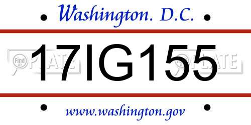 17IG155 District Of Columbia License Plate