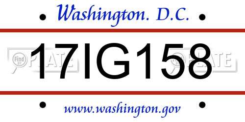 17IG158 District Of Columbia License Plate