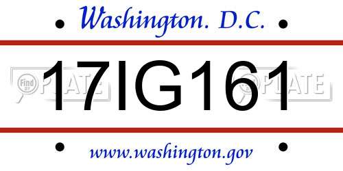 17IG161 District Of Columbia License Plate
