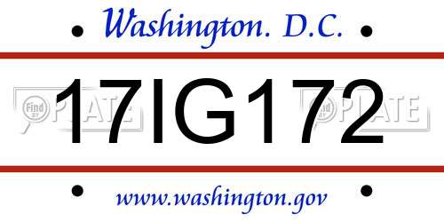 17IG172 District Of Columbia License Plate