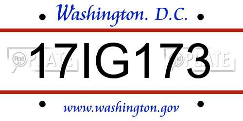 17IG173 District Of Columbia License Plate