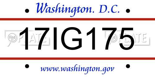 17IG175 District Of Columbia License Plate