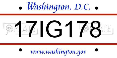17IG178 District Of Columbia License Plate