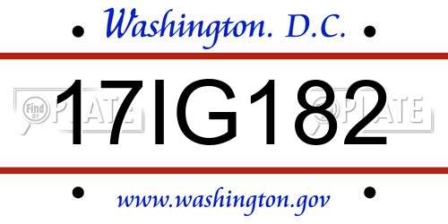 17IG182 District Of Columbia License Plate