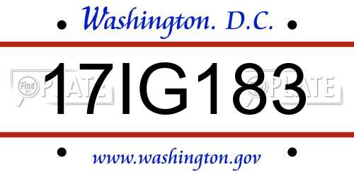 17IG183 District Of Columbia License Plate