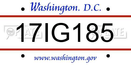 17IG185 District Of Columbia License Plate