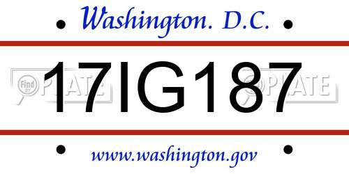 17IG187 District Of Columbia License Plate