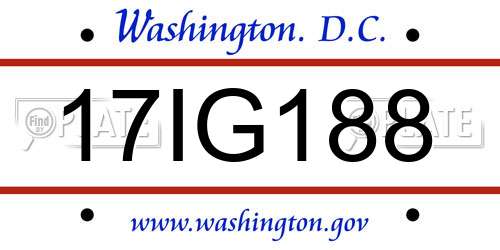 17IG188 District Of Columbia License Plate
