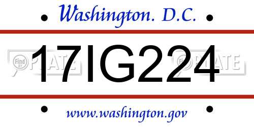 17IG224 District Of Columbia License Plate