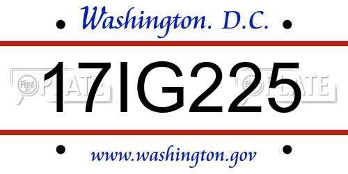 17IG225 District Of Columbia License Plate