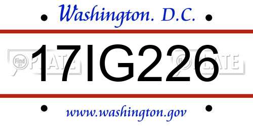 17IG226 District Of Columbia License Plate