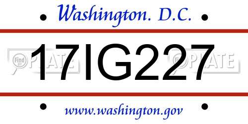 17IG227 District Of Columbia License Plate
