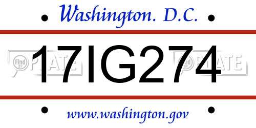 17IG274 District Of Columbia License Plate