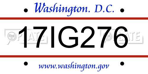 17IG276 District Of Columbia License Plate