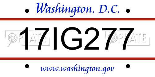 17IG277 District Of Columbia License Plate