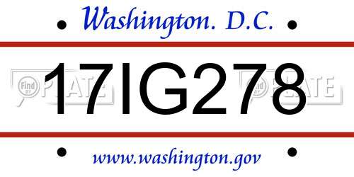 17IG278 District Of Columbia License Plate