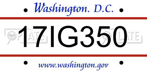 17IG350 District Of Columbia License Plate