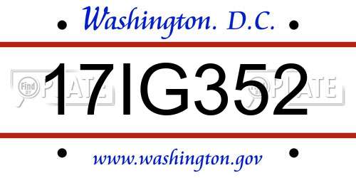17IG352 District Of Columbia License Plate