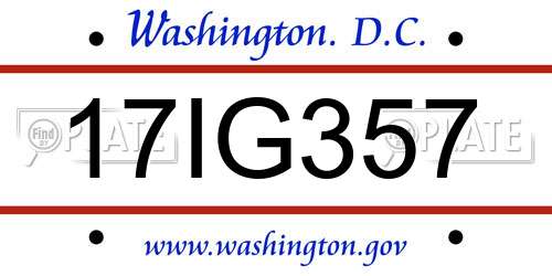 17IG357 District Of Columbia License Plate