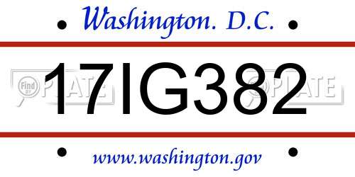 17IG382 District Of Columbia License Plate