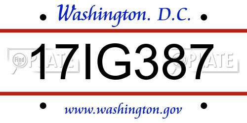 17IG387 District Of Columbia License Plate