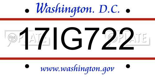 17IG722 District Of Columbia License Plate
