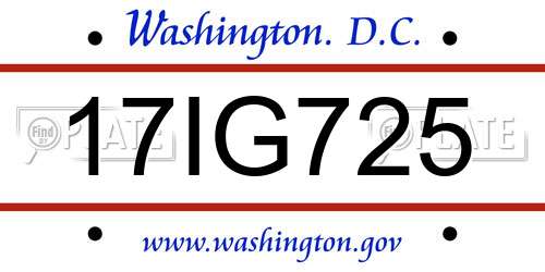 17IG725 District Of Columbia License Plate