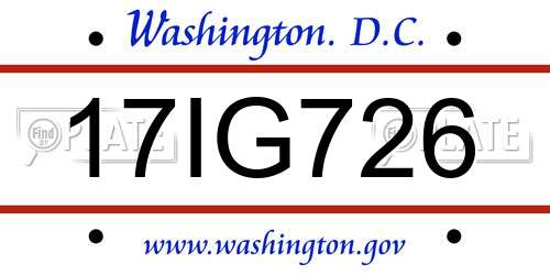17IG726 District Of Columbia License Plate