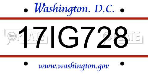 17IG728 District Of Columbia License Plate