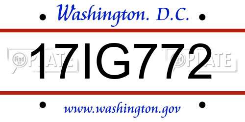 17IG772 District Of Columbia License Plate