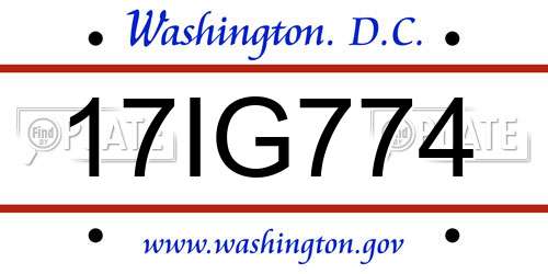 17IG774 District Of Columbia License Plate