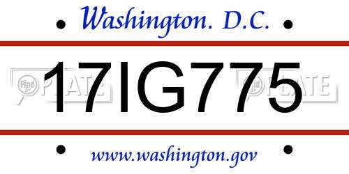 17IG775 District Of Columbia License Plate