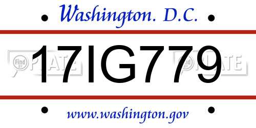 17IG779 District Of Columbia License Plate
