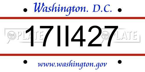17II427 District Of Columbia License Plate