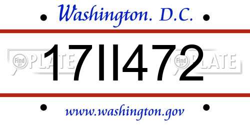 17II472 District Of Columbia License Plate
