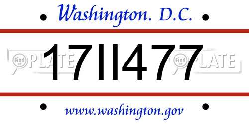 17II477 District Of Columbia License Plate