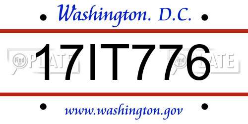 17IT776 District Of Columbia License Plate