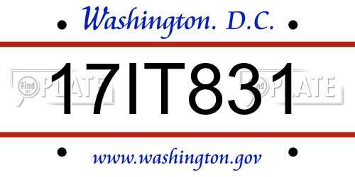 17IT831 District Of Columbia License Plate