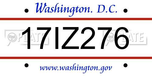 17IZ276 District Of Columbia License Plate