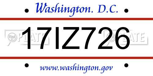 17IZ726 District Of Columbia License Plate