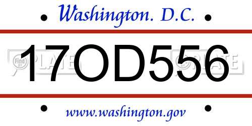 17OD556 District Of Columbia License Plate