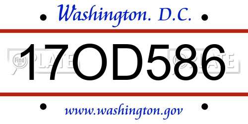17OD586 District Of Columbia License Plate