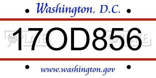 17OD856 District Of Columbia License Plate