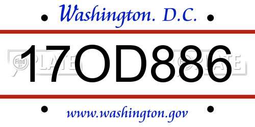 17OD886 District Of Columbia License Plate