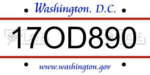 17OD890 District Of Columbia License Plate