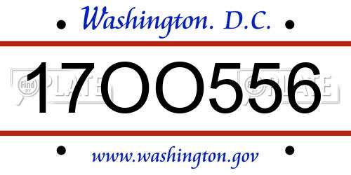 17OO556 District Of Columbia License Plate