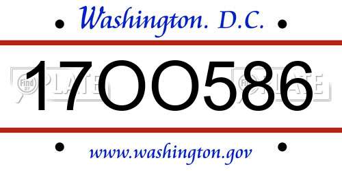 17OO586 District Of Columbia License Plate